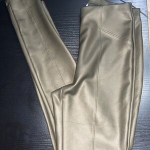 Express New Green Faux Leather Elastic Waistband Pull-On Leggings Skinny Pants S